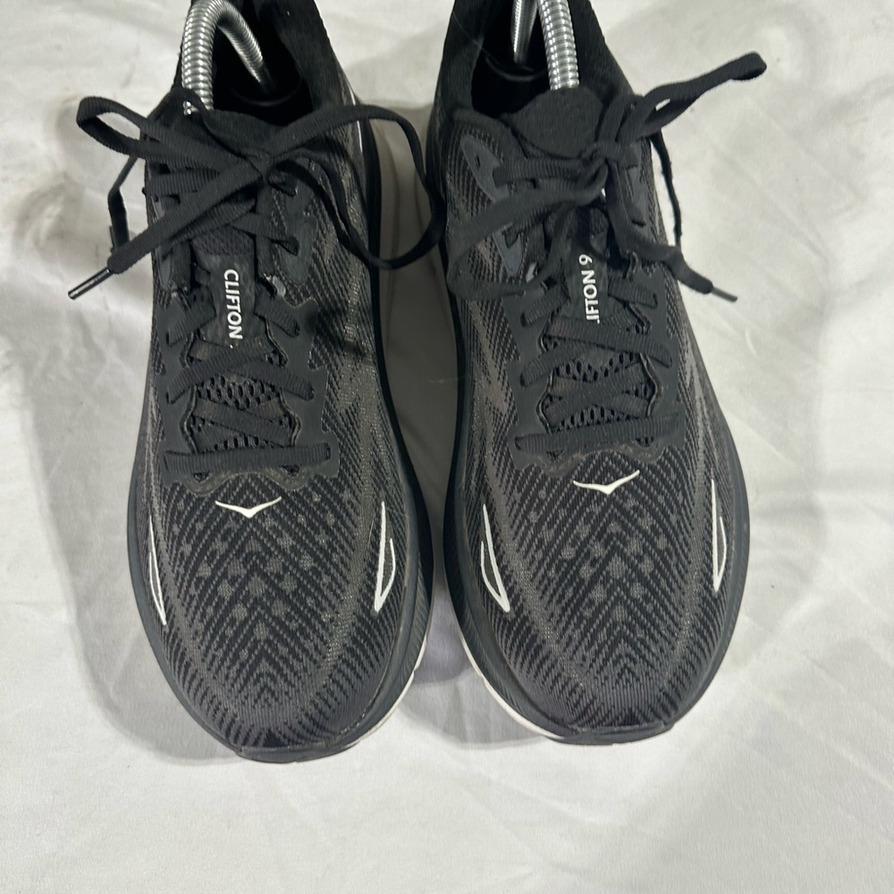 Hoka Black and White Athletic Shoes with Cushioned Sole - Picture 2 of 5